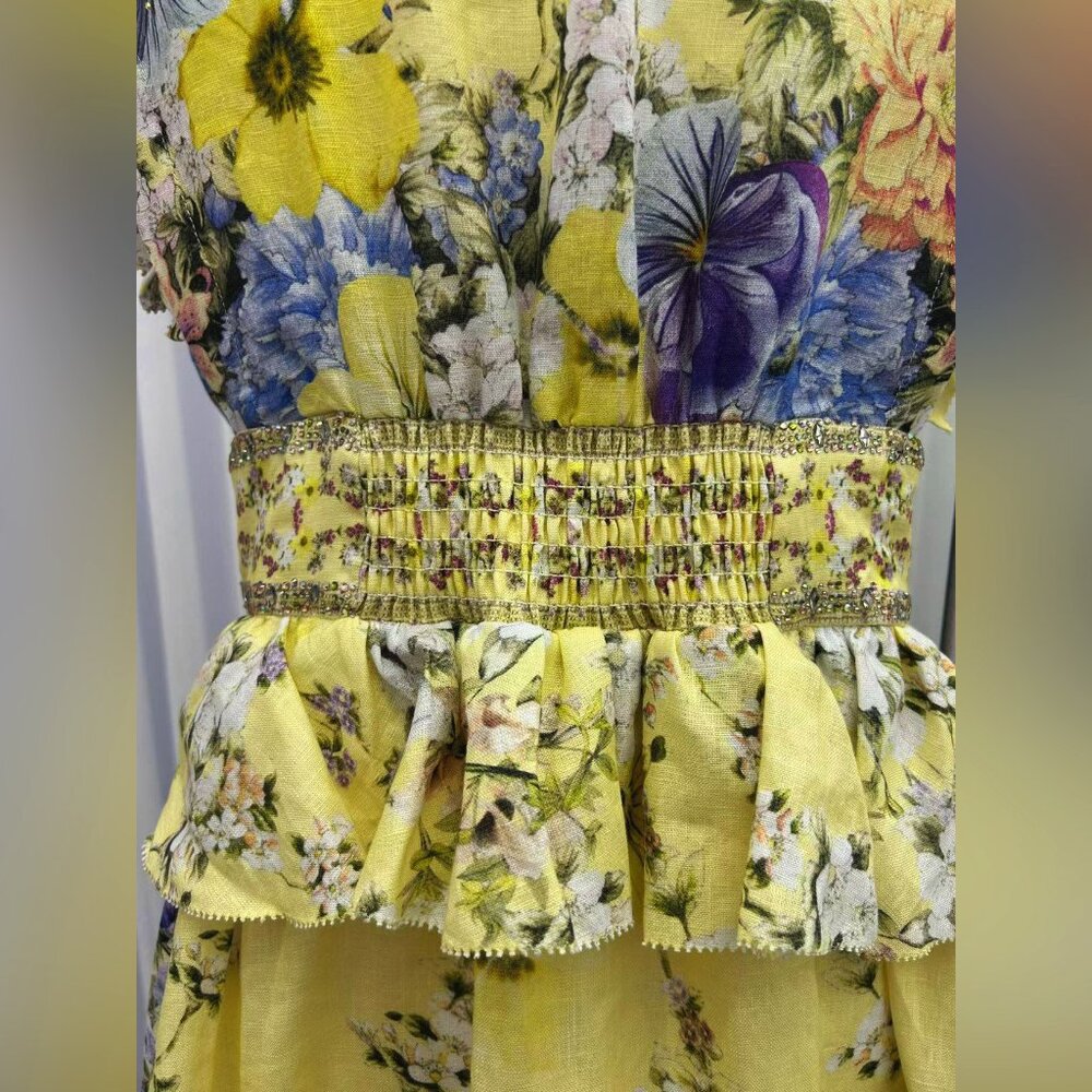 CAMILLA Appliquéd embellished floral-print linen-voile mini dress - Picture 16 of 17